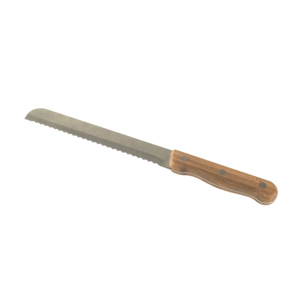 Ανθεκτικό μαχαίρι της Pebbly από ανοξείδωτο ατσάλι και λαβή από φυσικό μπαμπού